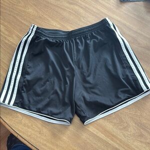 Adidas Black Athletic Shorts with White Stripes